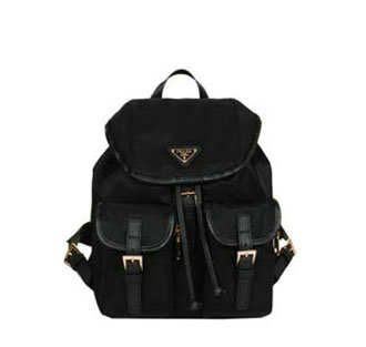 2014 Prada microfiber nylon drawstring backpack bag BZ0030 black - Click Image to Close